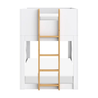 Babyletto Lido Wave Convertible Low-Profile Bunk Bed - White/Honey