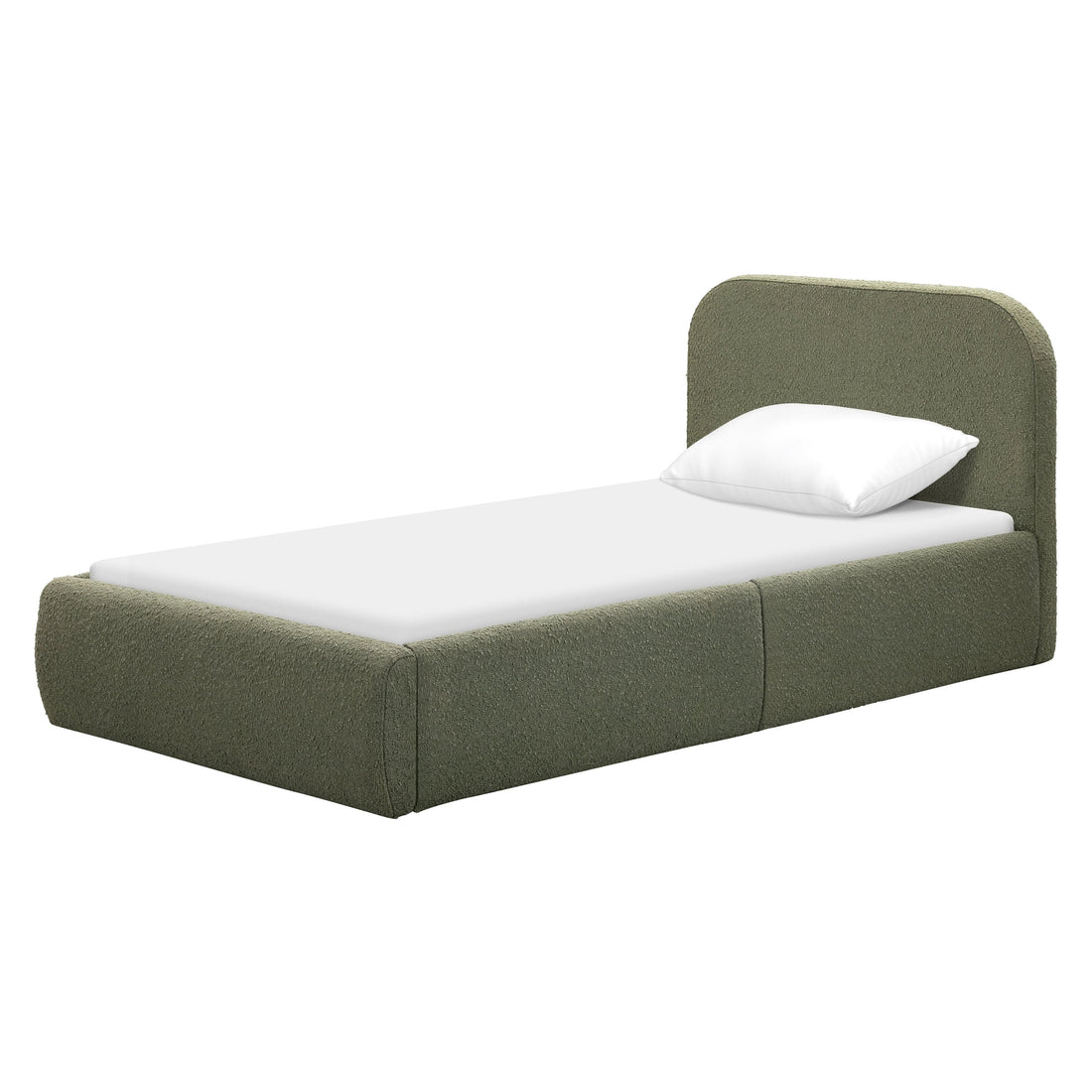 Babyletto Nara Twin Floor Bed - Performance Olive Boucle