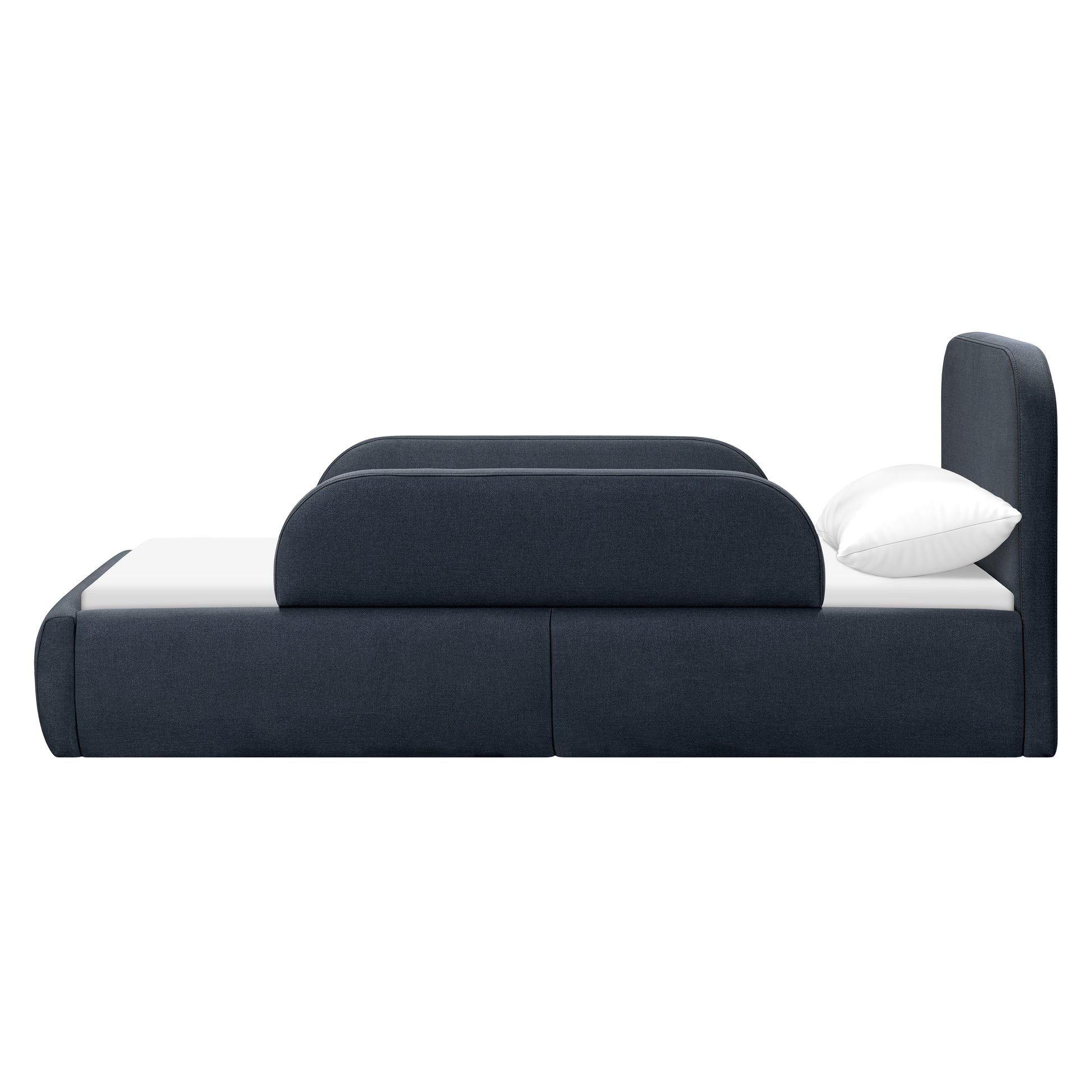 Babyletto Nara Twin Floor Bed - Performance Navy Eco-Twill
