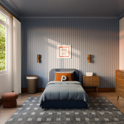 Babyletto Nara Twin Floor Bed - Performance Navy Eco-Twill