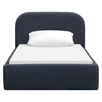 Babyletto Nara Twin Floor Bed - Performance Navy Eco-Twill