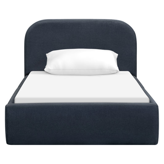 Babyletto Nara Twin Floor Bed - Performance Navy Eco-Twill