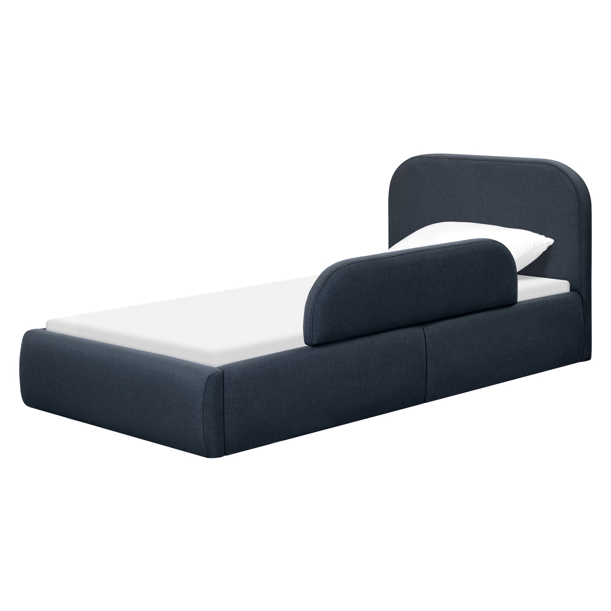 Babyletto Nara Twin Floor Bed - Performance Navy Eco-Twill