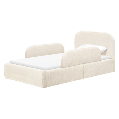 Babyletto Nara Twin Floor Bed - Performance Ivory Boucle