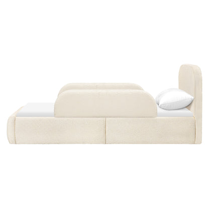 Babyletto Nara Twin Floor Bed - Performance Ivory Boucle