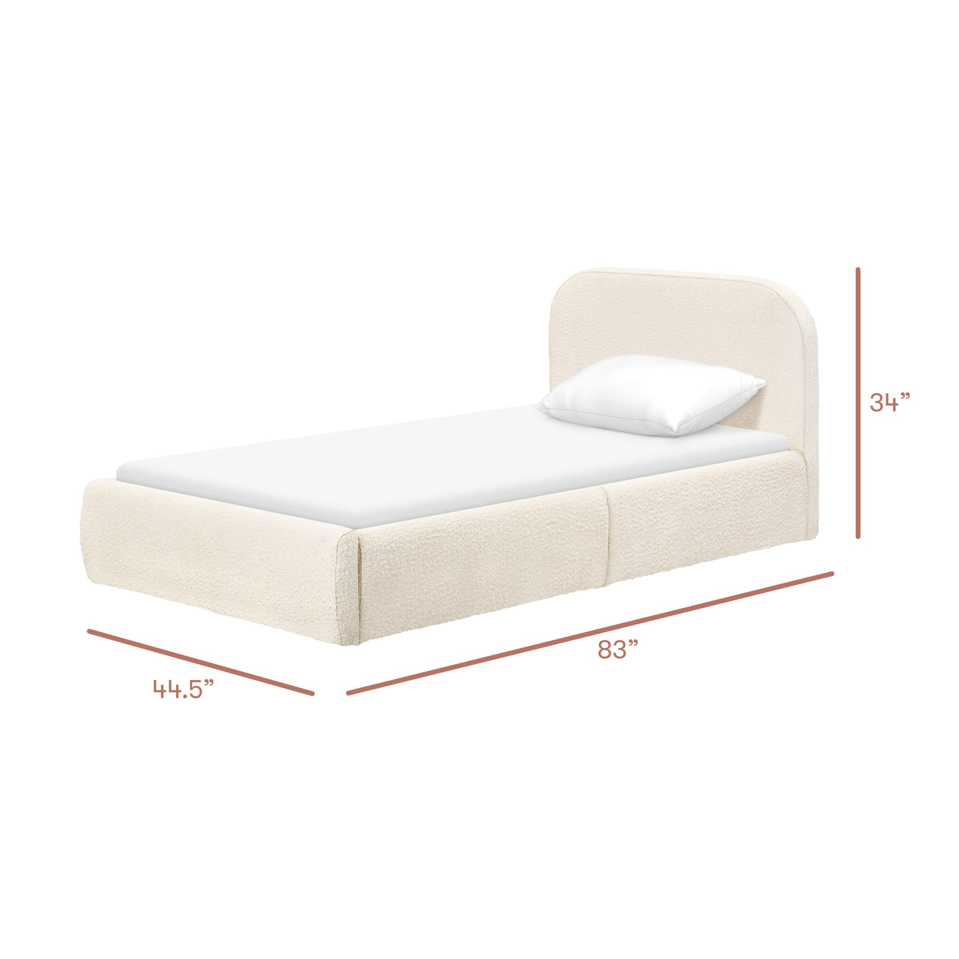 Babyletto Nara Twin Floor Bed - Performance Ivory Boucle