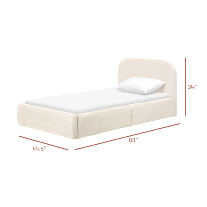 Babyletto Nara Twin Floor Bed - Performance Ivory Boucle