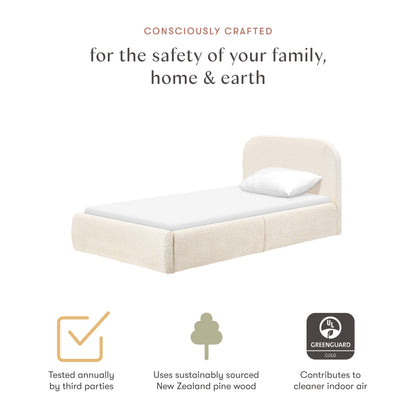 Babyletto Nara Twin Floor Bed - Performance Ivory Boucle