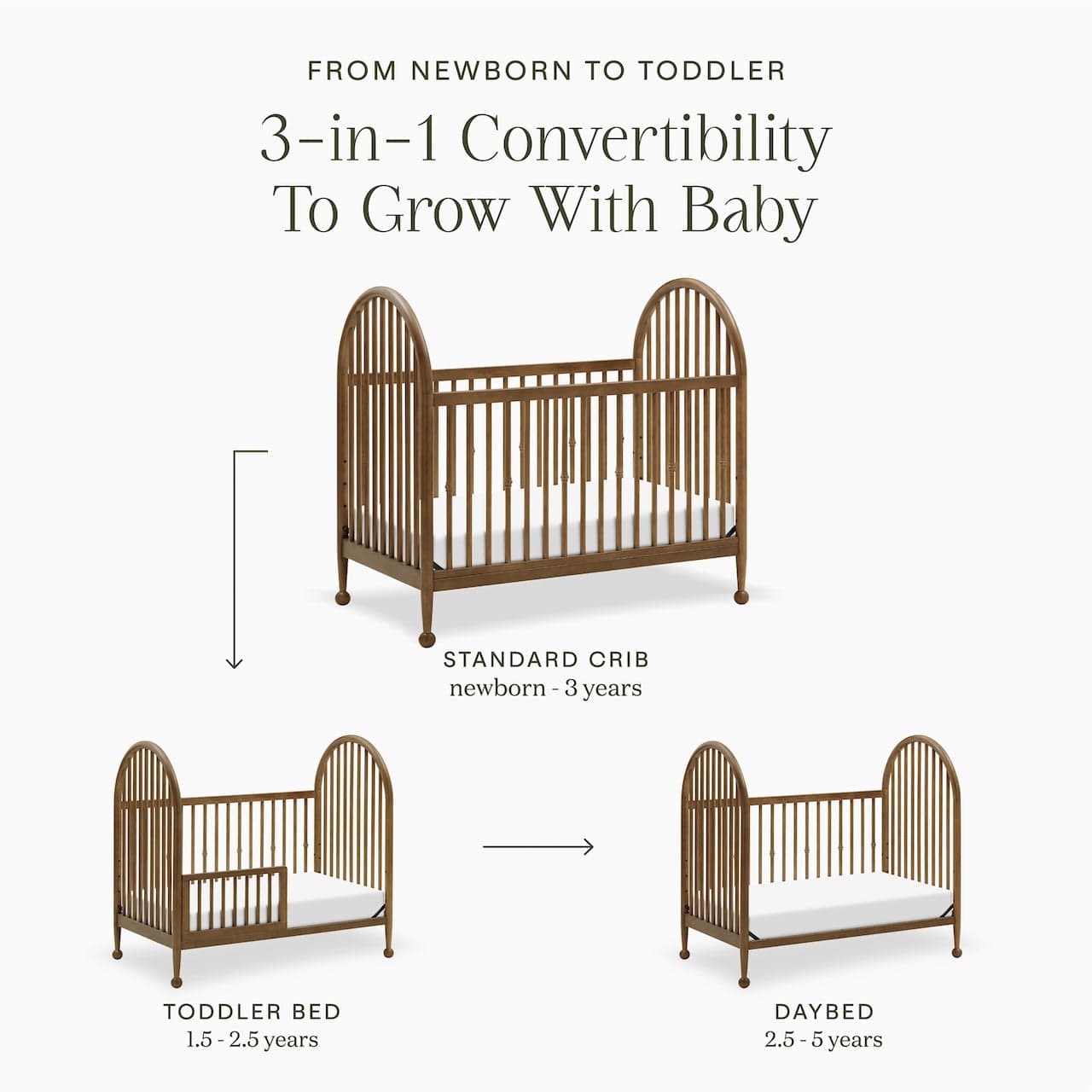 Namesake Alouette 3-in-1 Convertible Spindle Crib - Natural Walnut - M31401NL