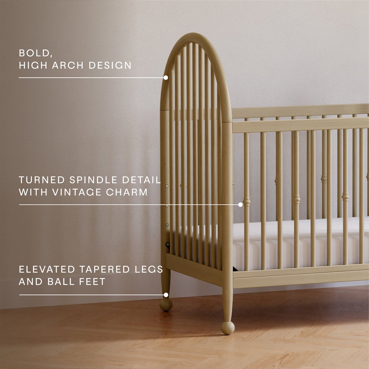 Namesake Alouette 3-in-1 Convertible Spindle Crib - Washed Pine