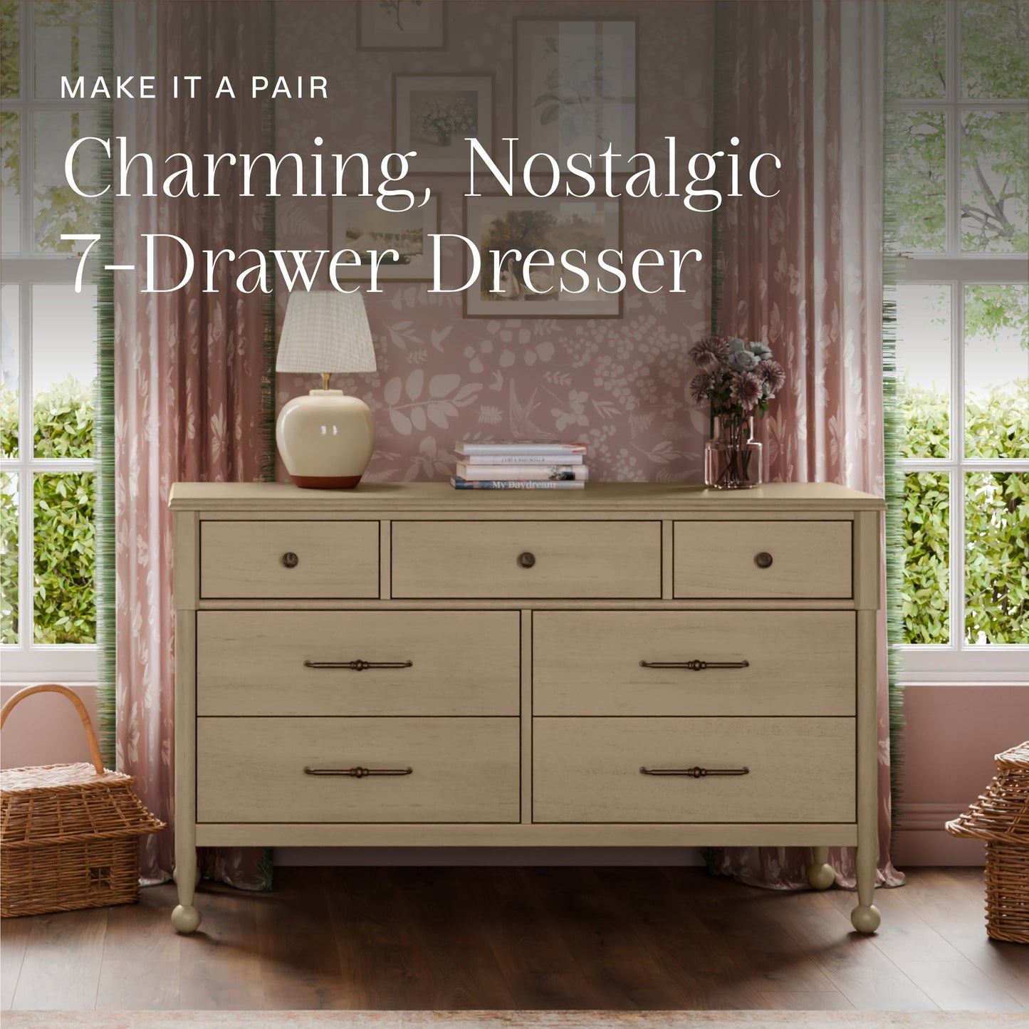 Namesake Alouette 3-in-1 Convertible Spindle Crib - Washed Pine