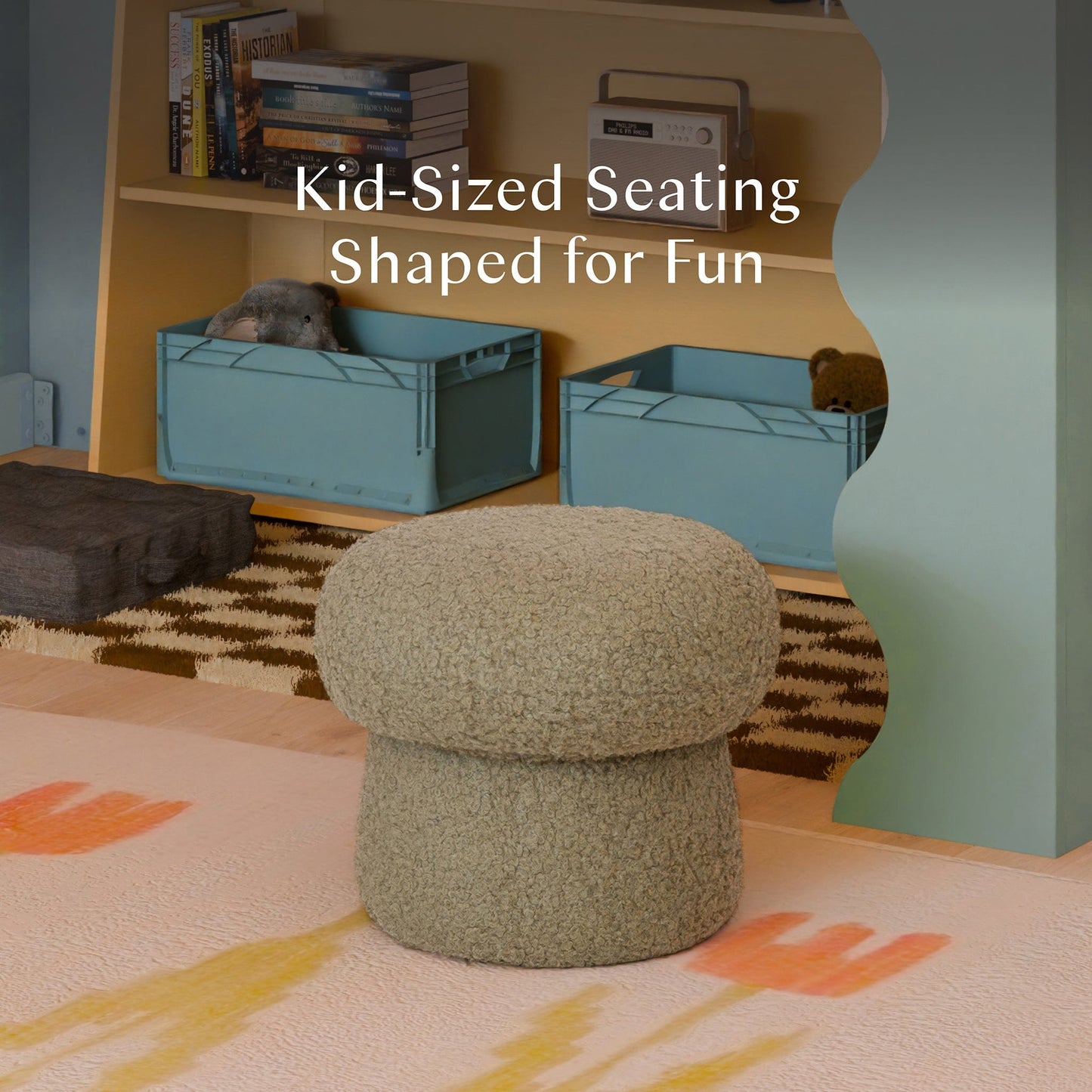 Babyletto Mini Mushroom Pouf - Latte Teddy Loop - M31585LT