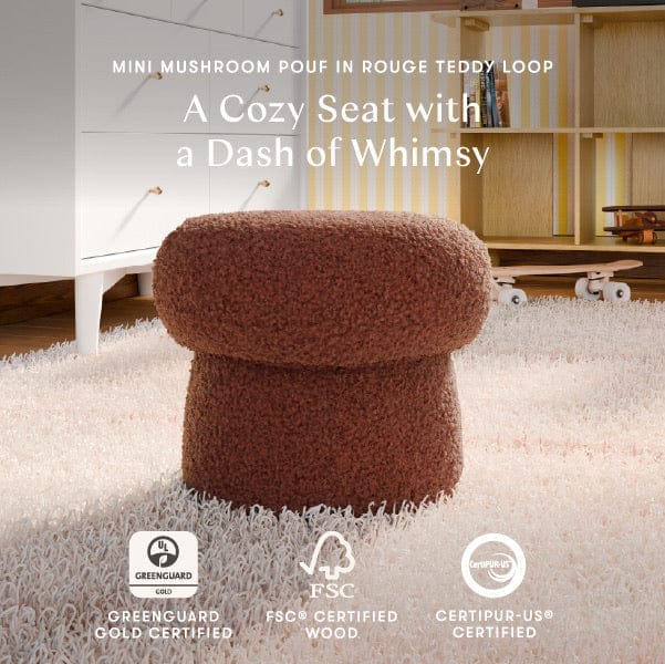 Babyletto Mini Mushroom Pouf - Rouge Teddy Loop - M31585RT