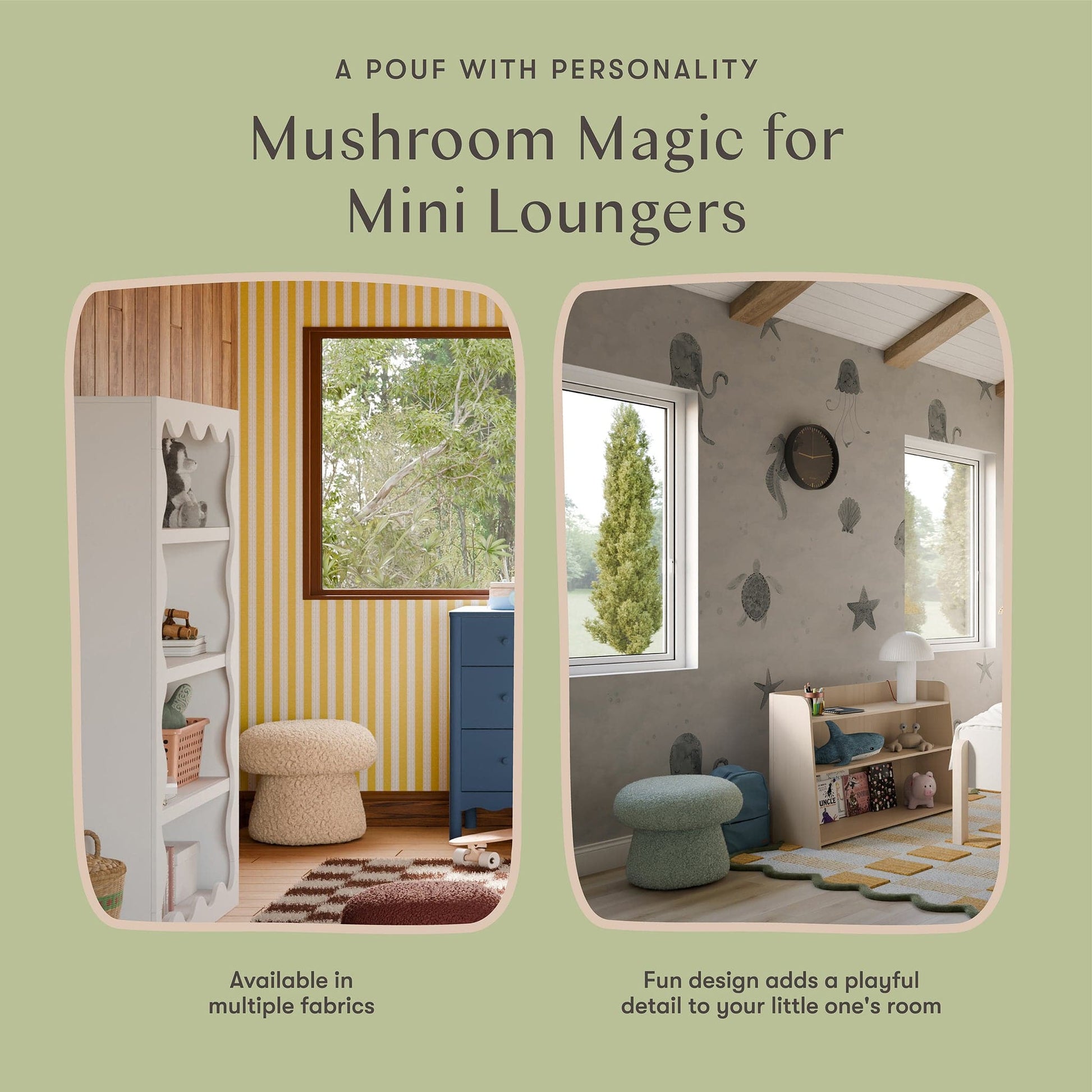 Babyletto Mushroom Pouf - Sage Teddy Loop - M31685ST