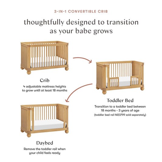 Babyletto Crosby 3-in-1 Convertible Crib - Honey - M31801HY