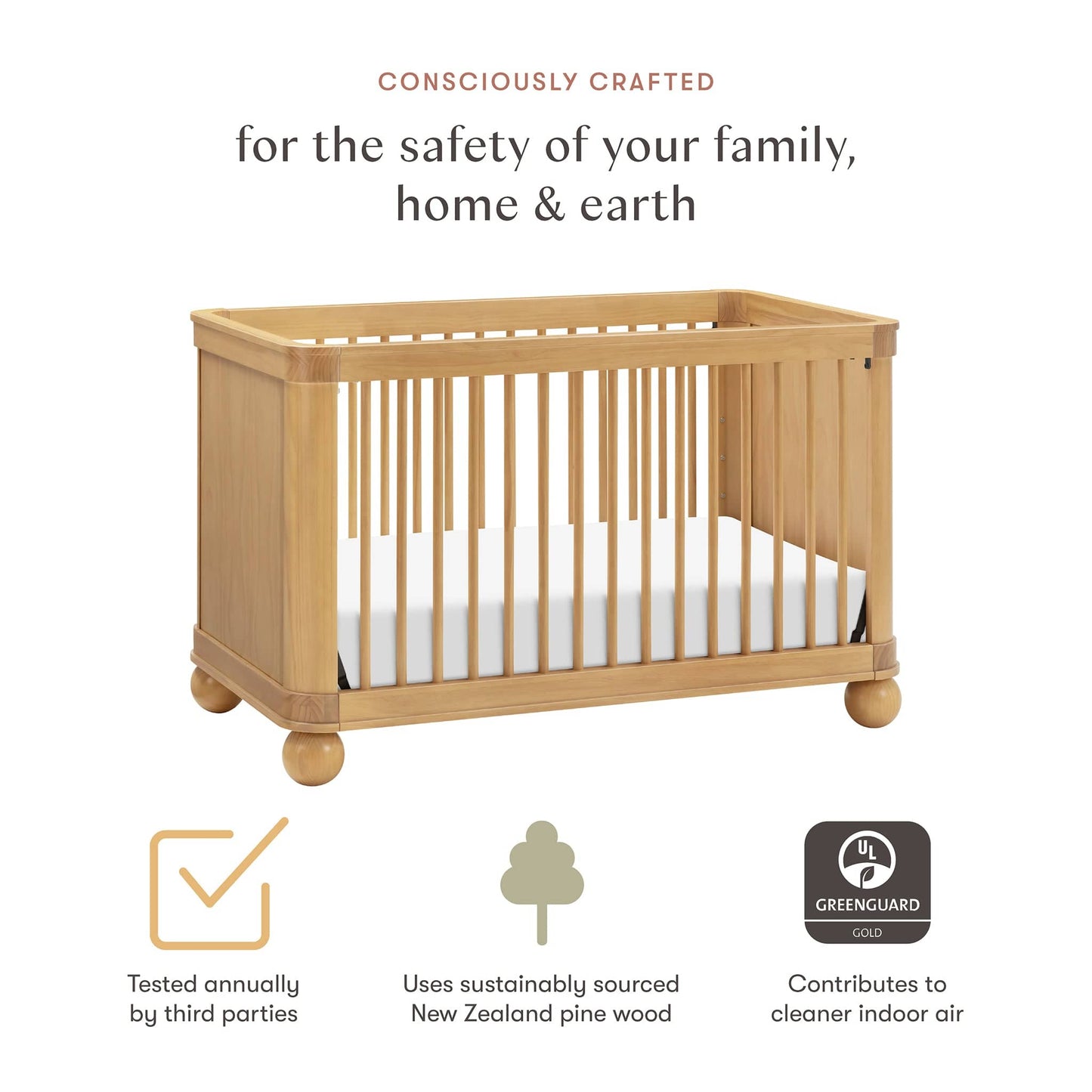 Babyletto Crosby 3-in-1 Convertible Crib - Honey - M31801HY