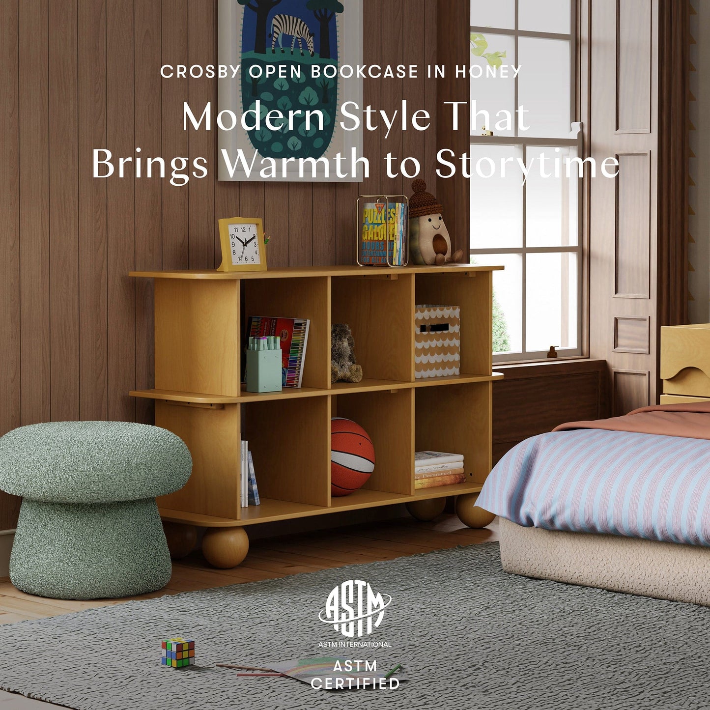 Babyletto Crosby Open Bookcase - Honey - M31811HY