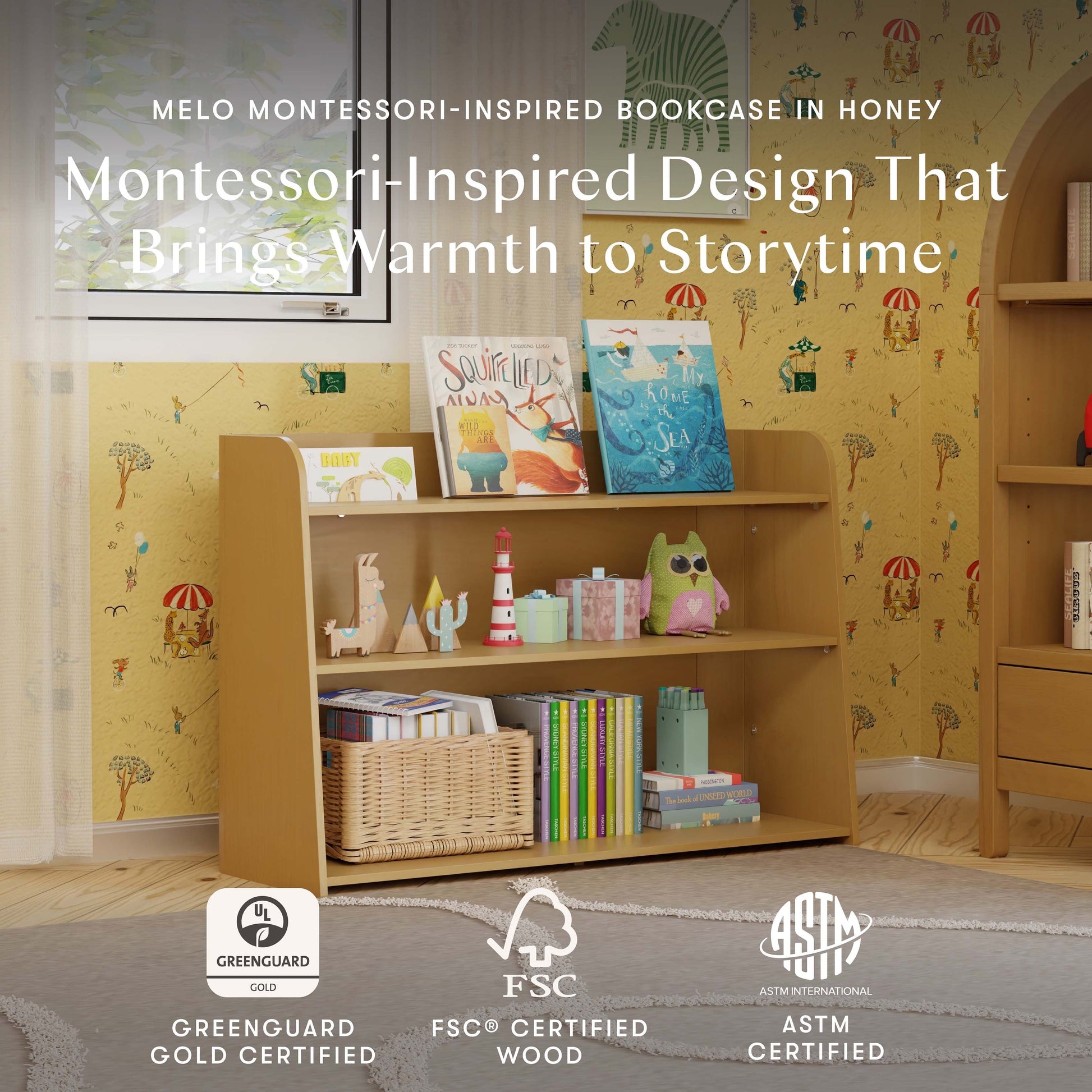 Babyletto Melo Montessori-Inspired Bookcase - Honey - M32211HY