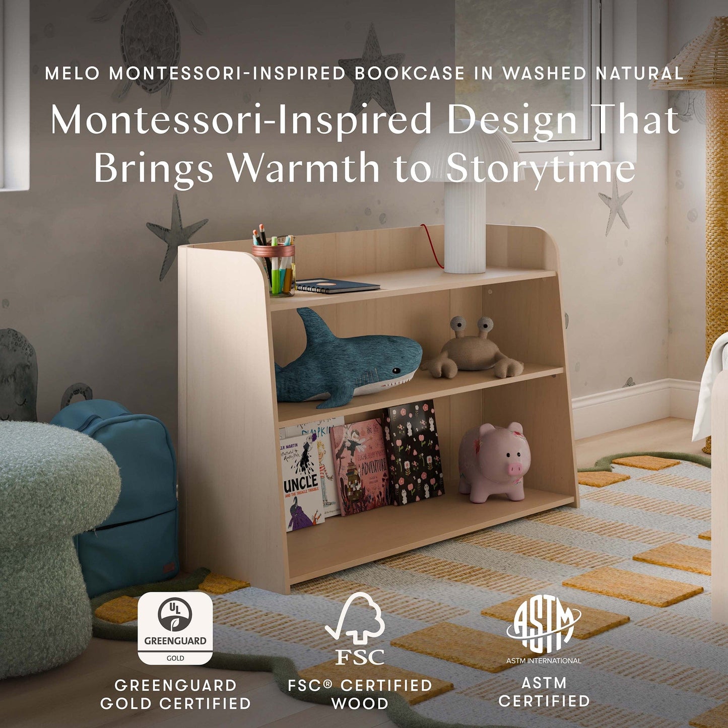 Babyletto Melo Montessori-Inspired Bookcase - Washed Natural - M32211NX