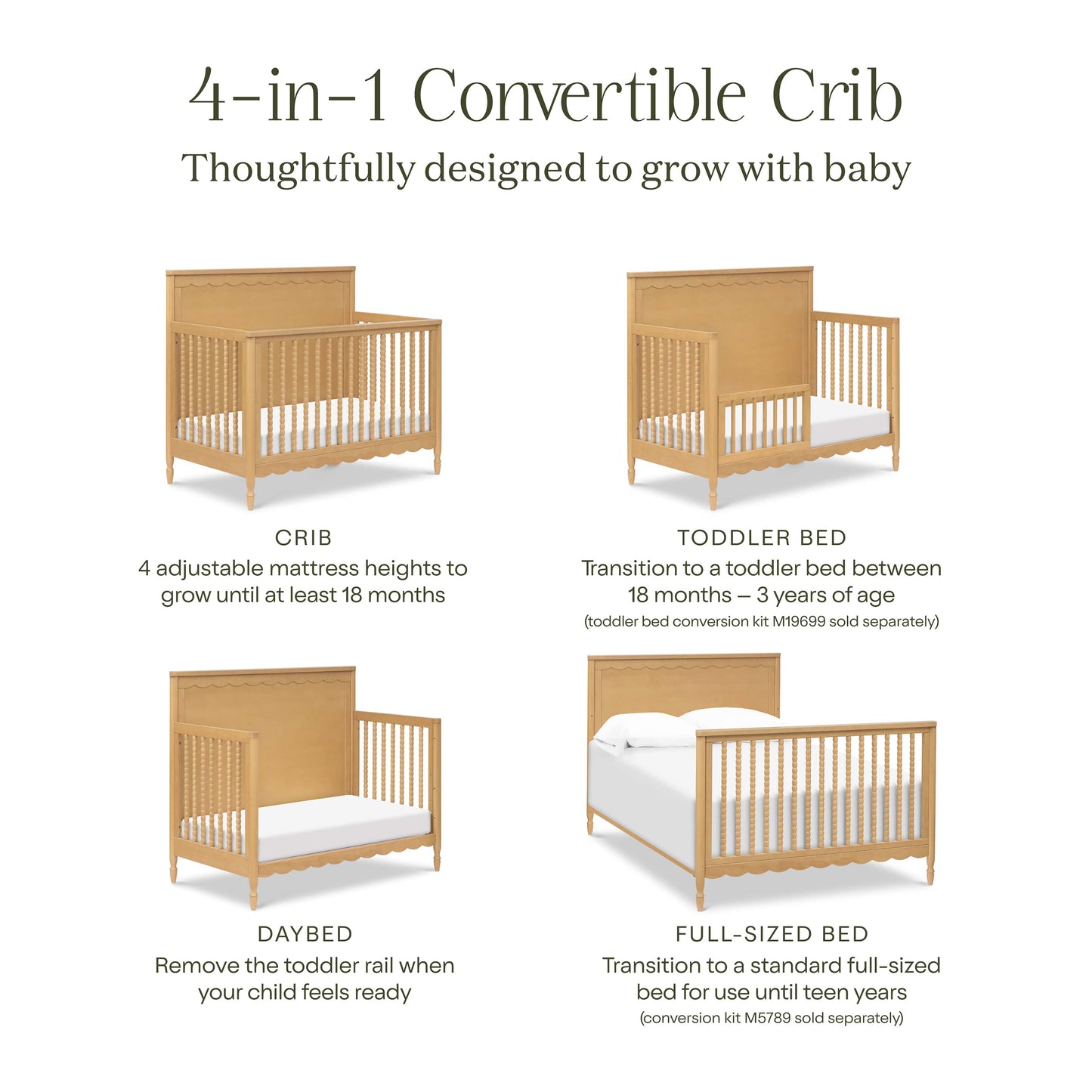Namesake Ambrosia 4-in-1 Convertible Crib - Honey