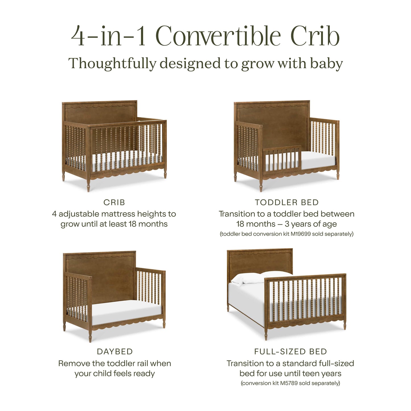 Namesake Ambrosia 4-in-1 Convertible Crib - Natural Walnut