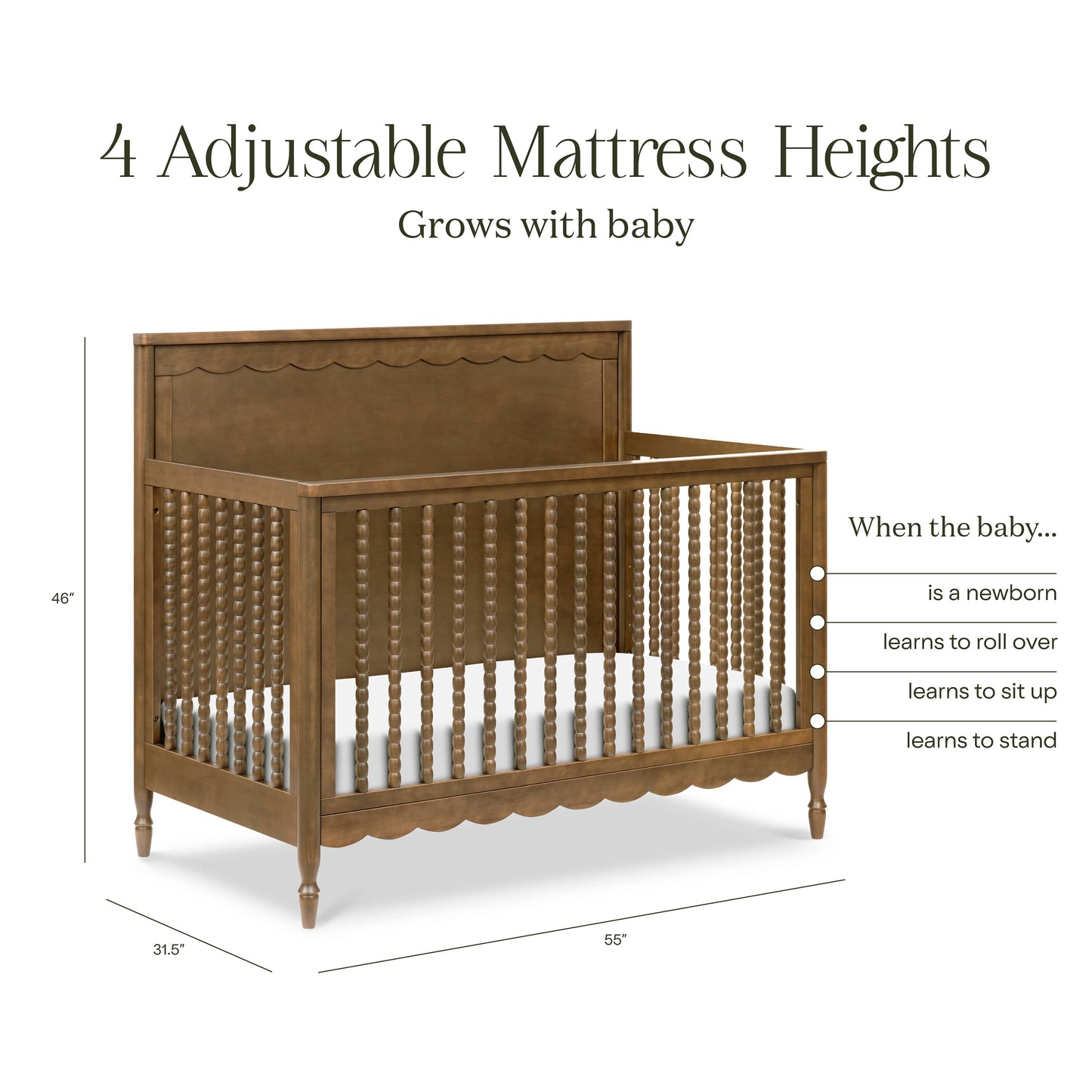Namesake Ambrosia 4-in-1 Convertible Crib - Natural Walnut