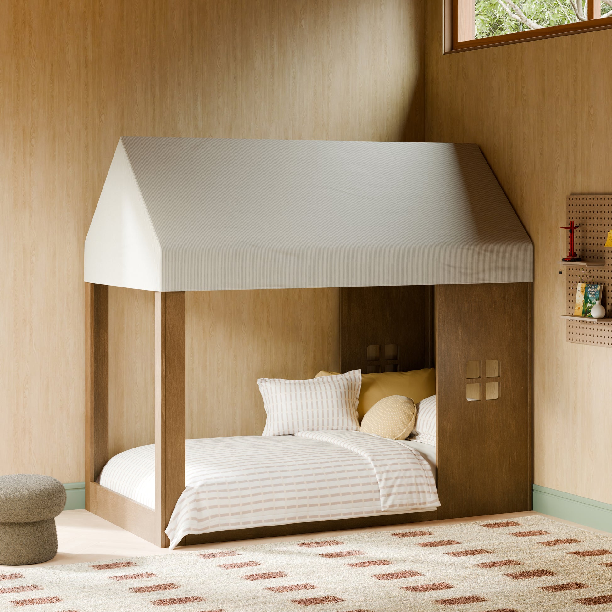 Babyletto Uchi Montessori-Inspired House Twin Bed - Natural Walnut