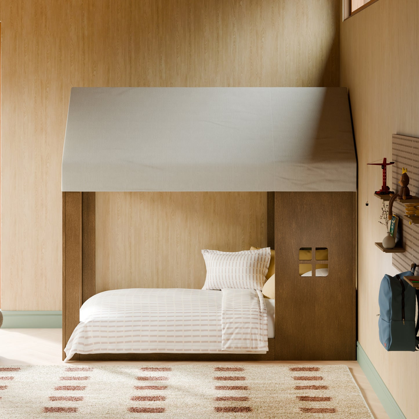 Babyletto Uchi Montessori-Inspired House Twin Bed - Natural Walnut