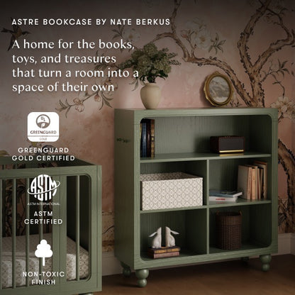 Babyletto Astre bookcase by Nate Berkus with Greenguard Gold and ASTM certifications