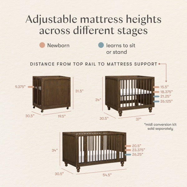 Babyletto crib adjustable mattress height dimensions and stage guide