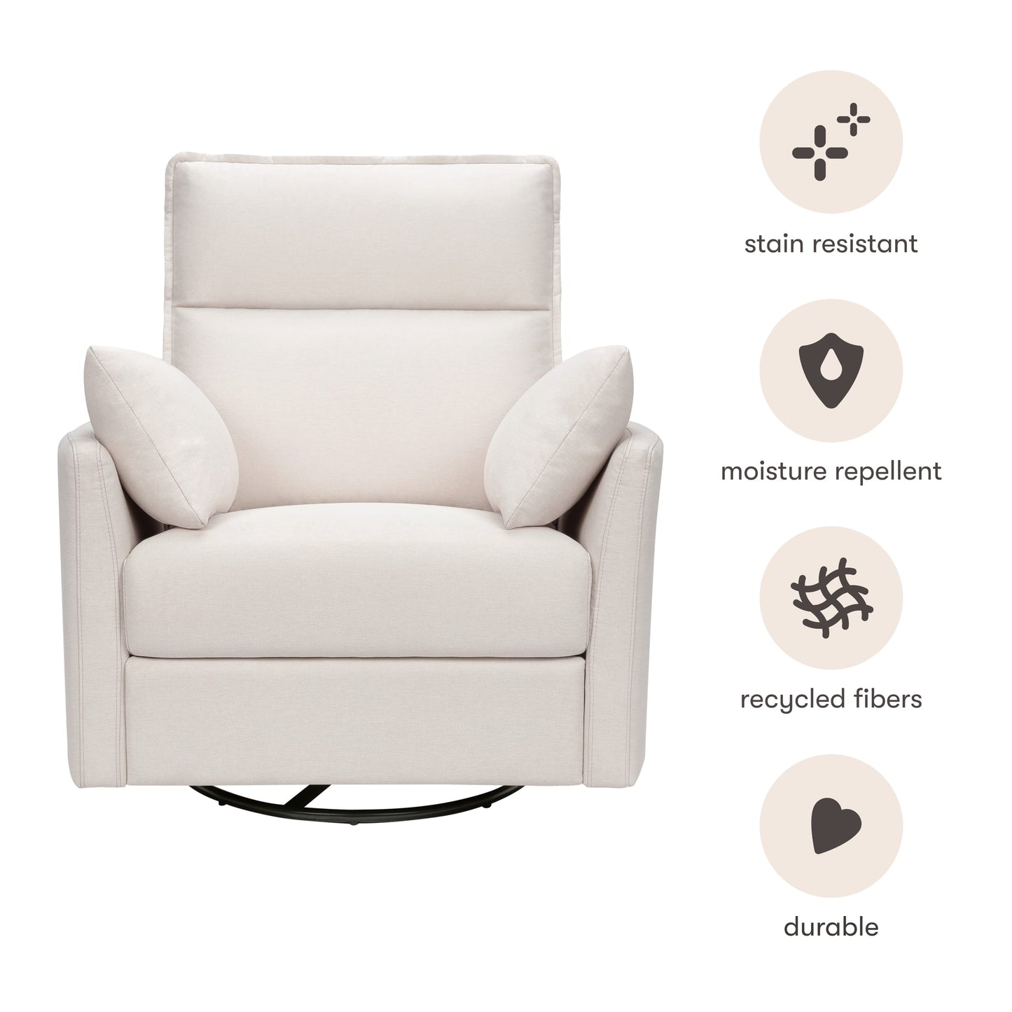 Babyletto Nori Extra Wide Electronic Recliner and Swivel Glider with USB port - Performance Cream Eco-Weave