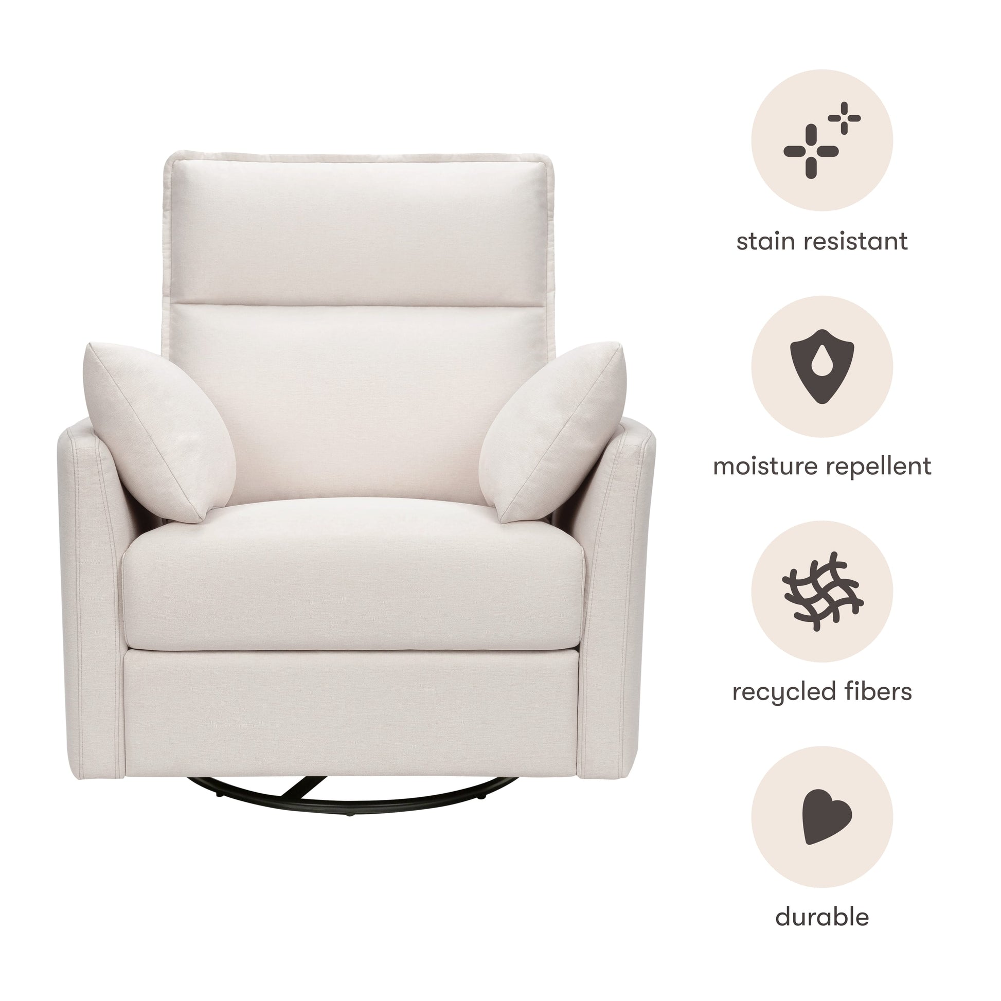 Babyletto Nori Extra Wide Electronic Recliner and Swivel Glider with USB port - Performance Cream Eco-Weave