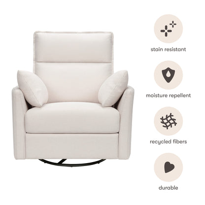 Babyletto Nori Extra Wide Electronic Recliner and Swivel Glider with USB port - Performance Cream Eco-Weave