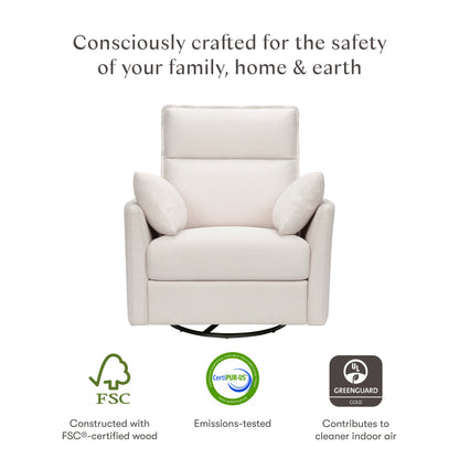 Babyletto Nori Extra Wide Electronic Recliner and Swivel Glider with USB port - Performance Cream Eco-Weave