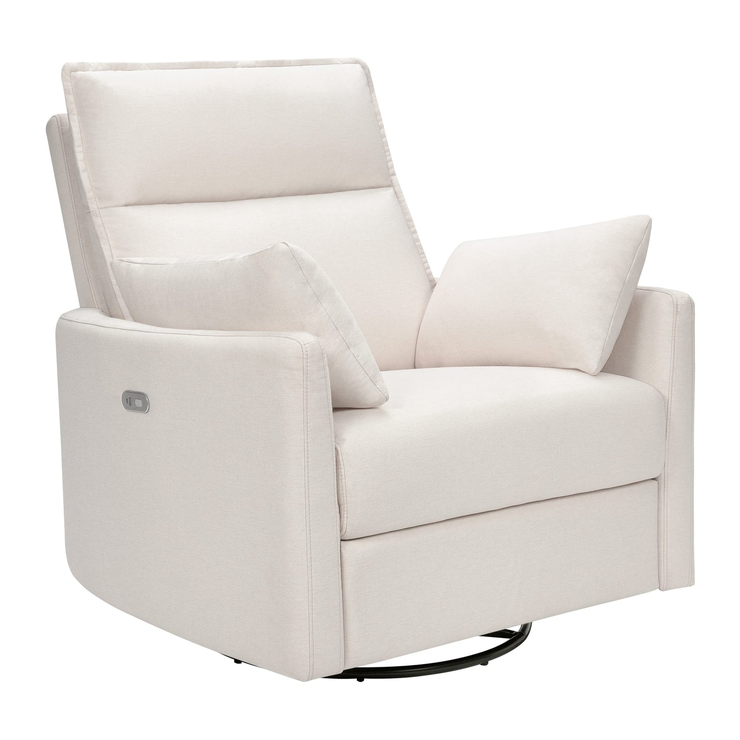 Babyletto Nori Extra Wide Electronic Recliner and Swivel Glider with USB port - Performance Cream Eco-Weave