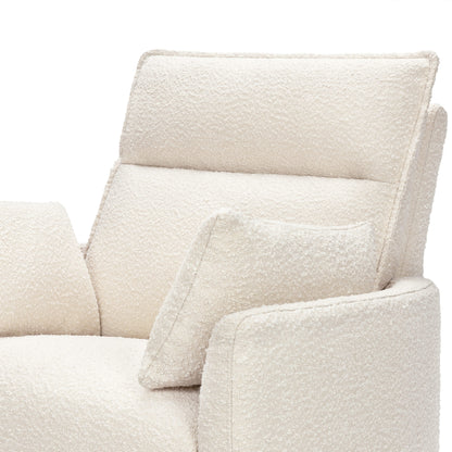 Babyletto Nori Extra Wide Electronic Recliner and Swivel Glider with USB port - Performance Ivory Boucle