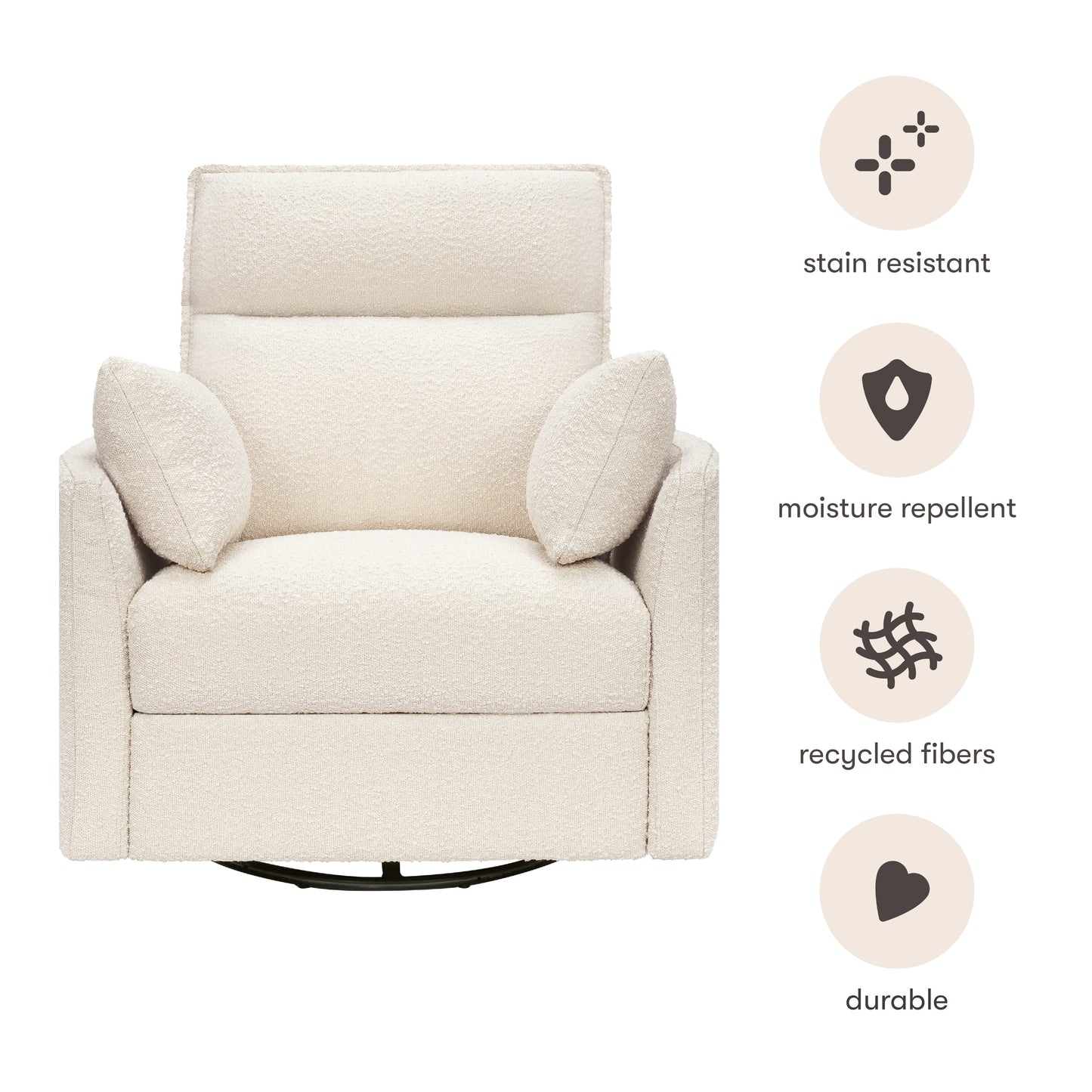 Babyletto Nori Extra Wide Electronic Recliner and Swivel Glider with USB port - Performance Ivory Boucle