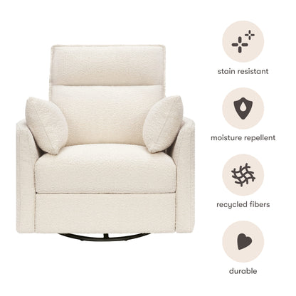 Babyletto Nori Extra Wide Electronic Recliner and Swivel Glider with USB port - Performance Ivory Boucle