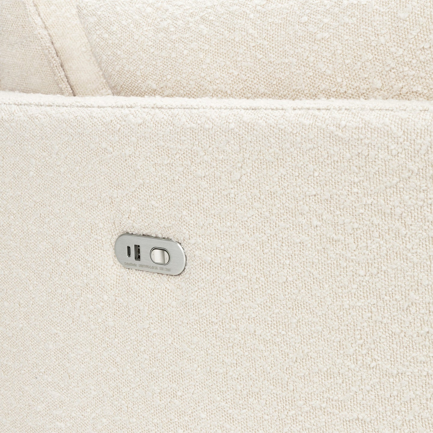 Babyletto Nori Extra Wide Electronic Recliner and Swivel Glider with USB port - Performance Ivory Boucle
