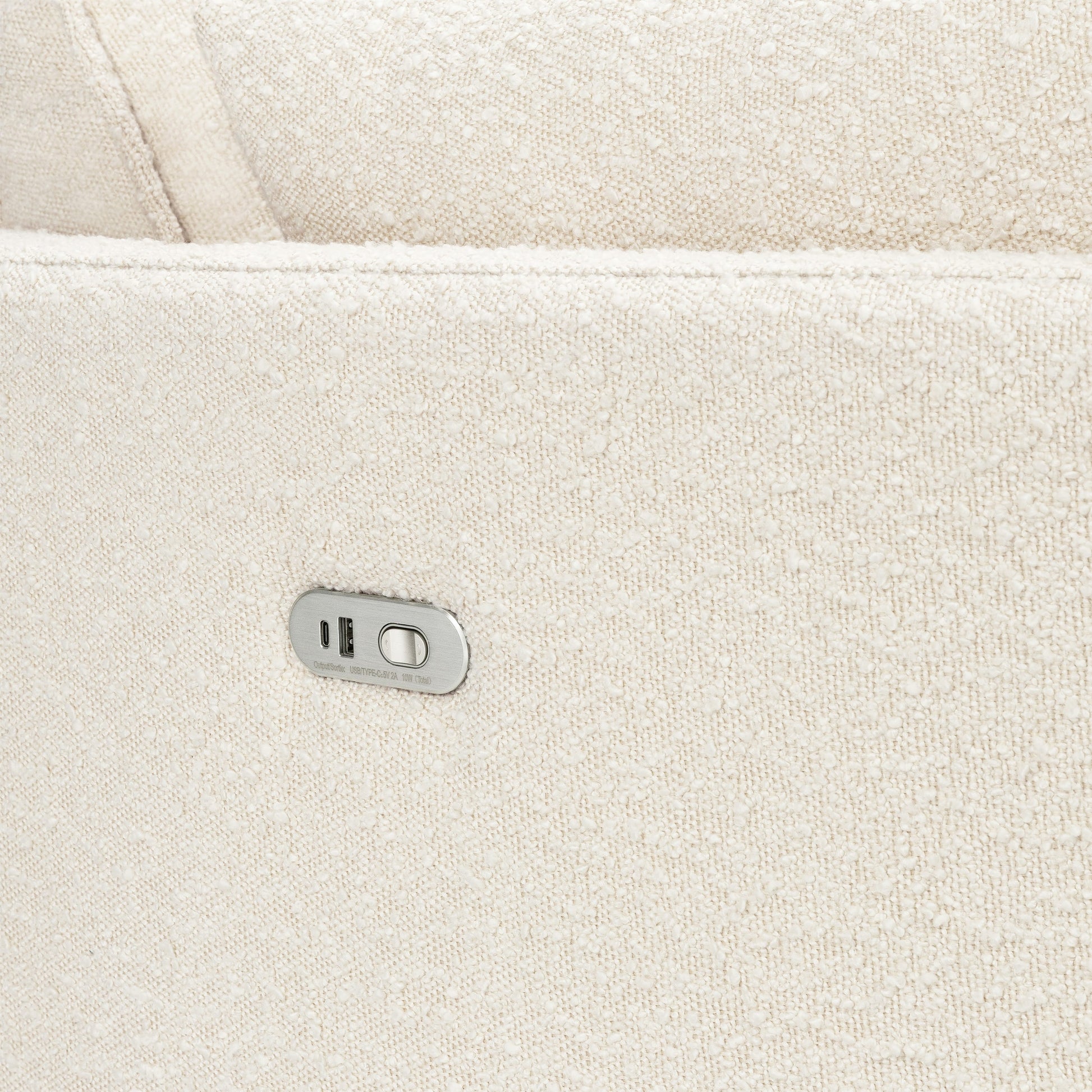 Babyletto Nori Extra Wide Electronic Recliner and Swivel Glider with USB port - Performance Ivory Boucle
