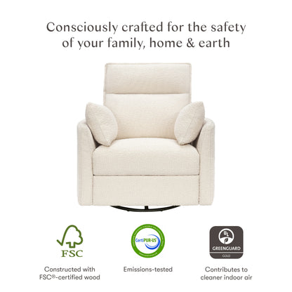 Babyletto Nori Extra Wide Electronic Recliner and Swivel Glider with USB port - Performance Ivory Boucle