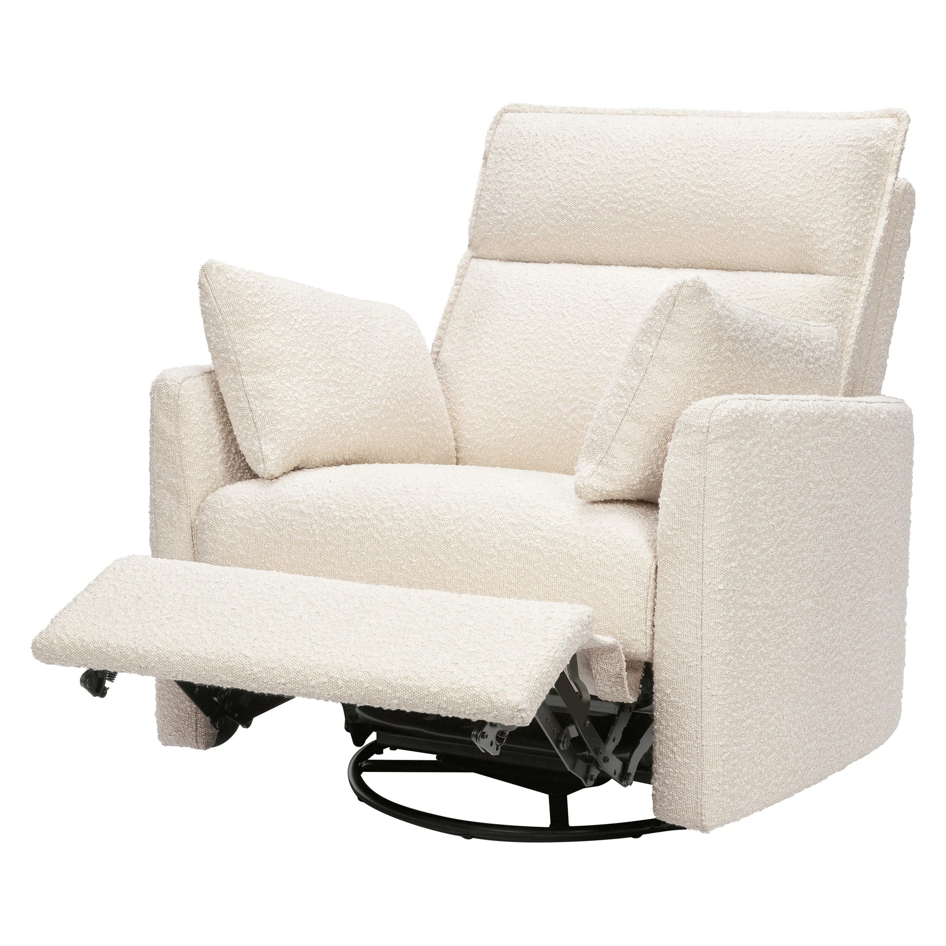Babyletto Nori Extra Wide Electronic Recliner and Swivel Glider with USB port - Performance Ivory Boucle
