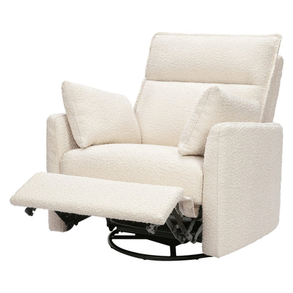 Babyletto Nori Extra Wide Electronic Recliner and Swivel Glider with USB port - Performance Ivory Boucle