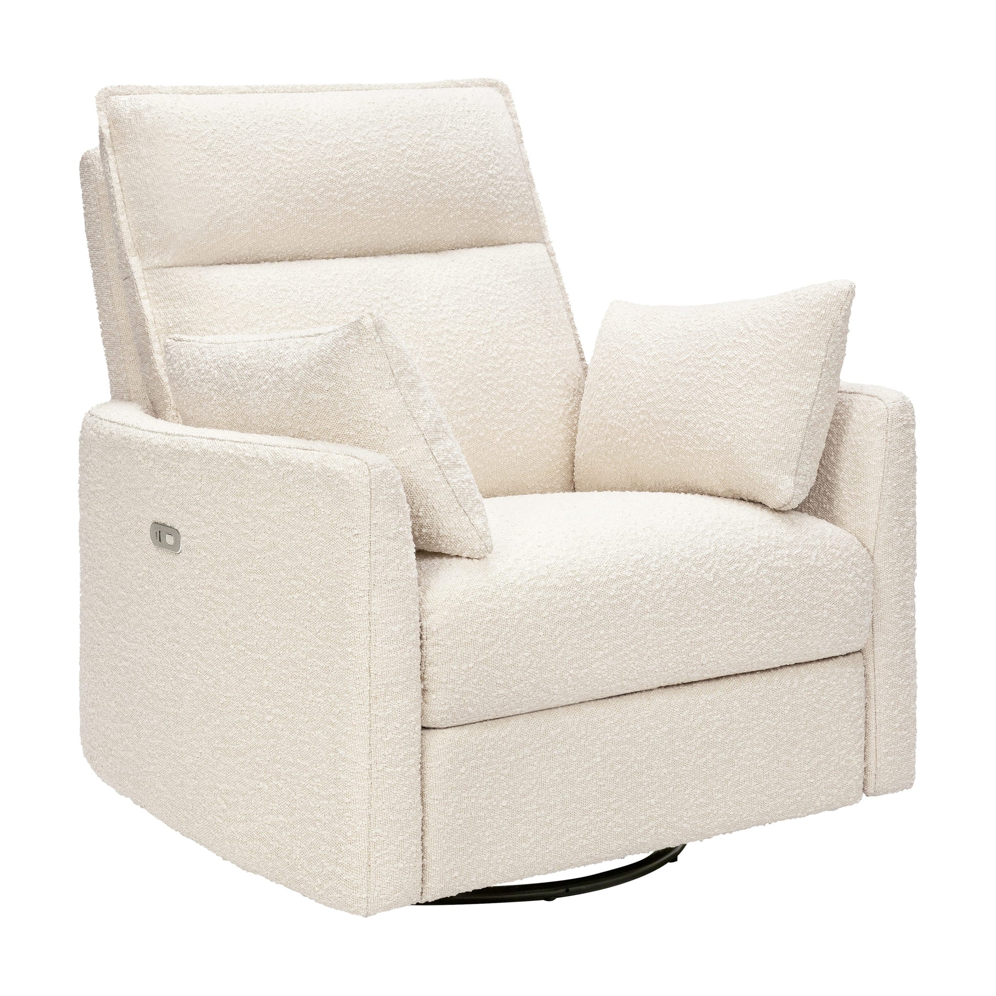 Babyletto Nori Extra Wide Electronic Recliner and Swivel Glider with USB port - Performance Ivory Boucle