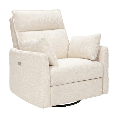 Babyletto Nori Extra Wide Electronic Recliner and Swivel Glider with USB port - Performance Ivory Boucle