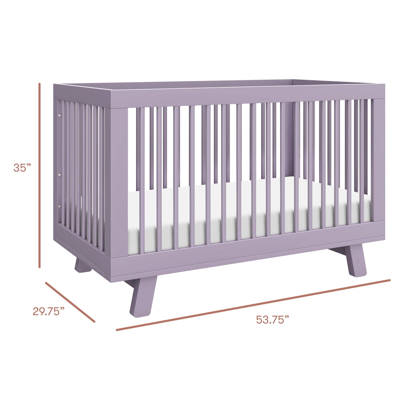 Babyletto Hudson 3-in-1 Convertible Crib with Toddler Bed Conversion Kit - Lilac