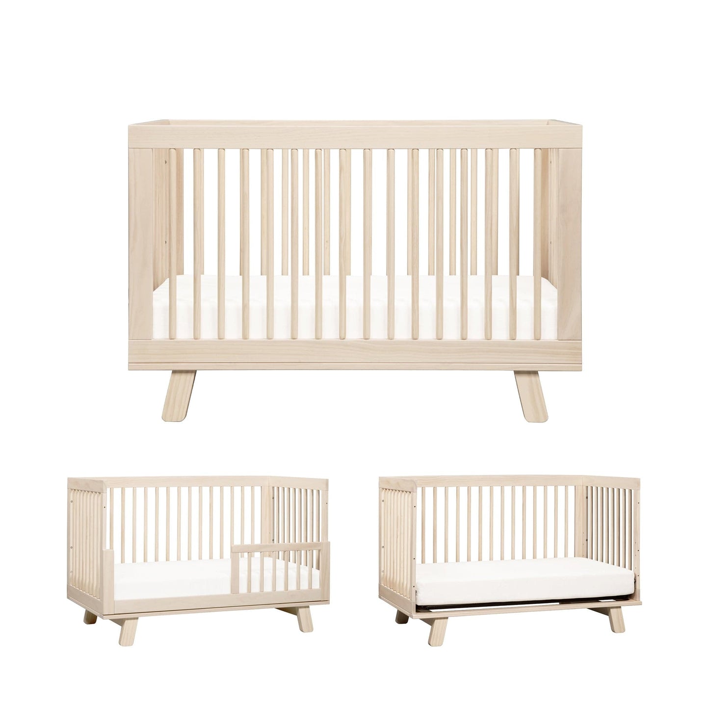 Babyletto Hudson 3-in-1 Convertible Crib with Toddler Bed Conversion Kit - Washed Natural - M4201NX
