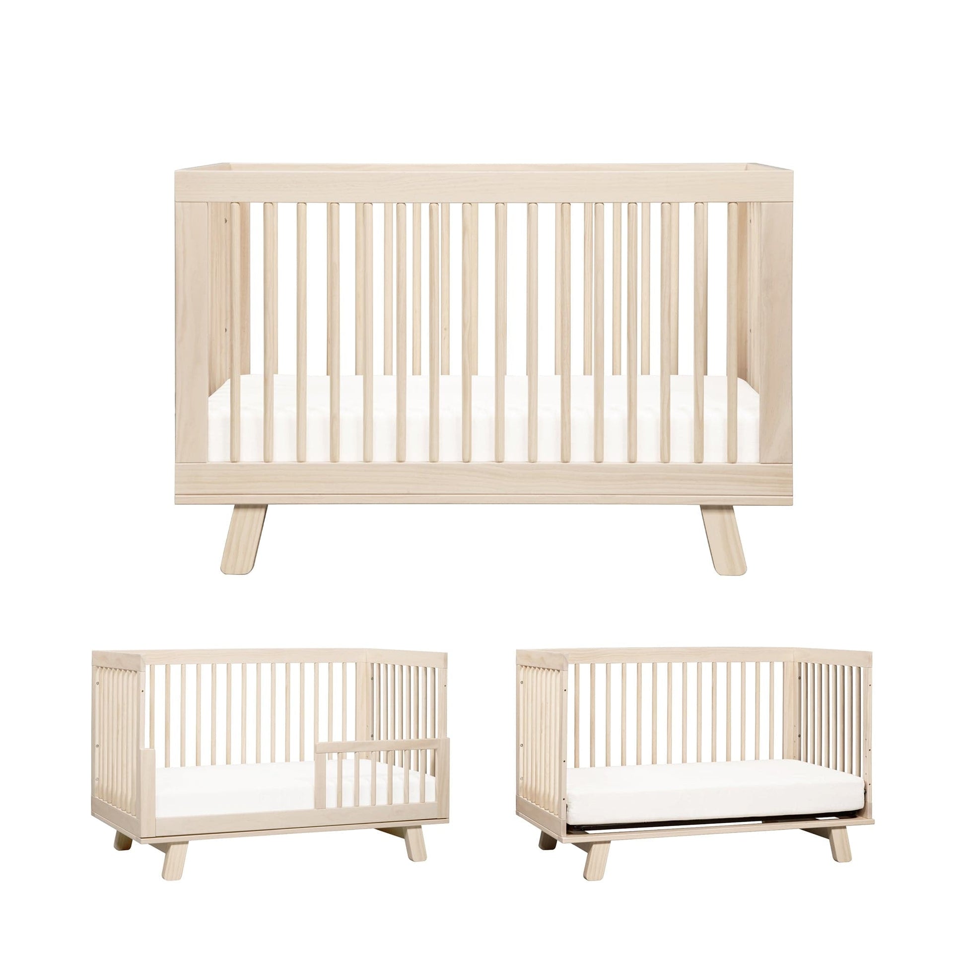 Babyletto Hudson 3-in-1 Convertible Crib with Toddler Bed Conversion Kit - Washed Natural - M4201NX