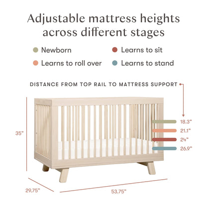 Babyletto Hudson 3-in-1 Convertible Crib with Toddler Bed Conversion Kit - Washed Natural - M4201NX