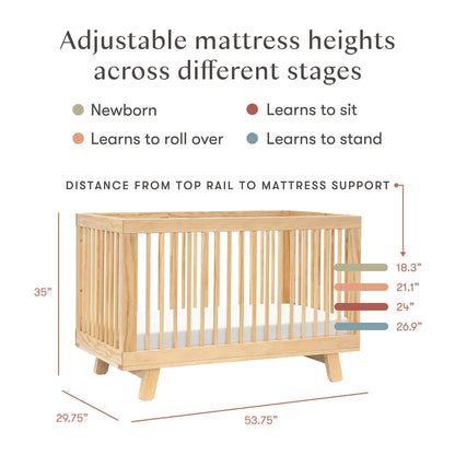 Babyletto Hudson 3-in-1 Convertible Crib with Toddler Bed Conversion Kit - Natural - M4201N